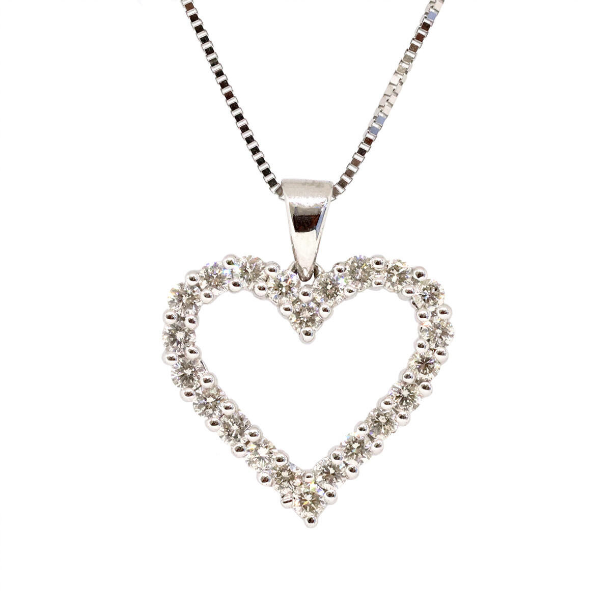 14KT White Gold Twenty-Two Diamond Heart Necklace