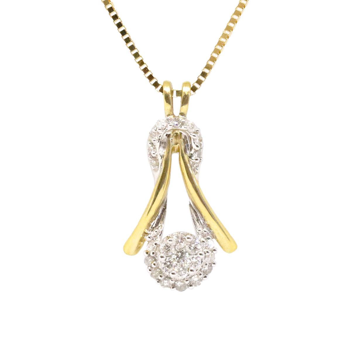 14KT TwoTone Diamond Love Knot Necklace