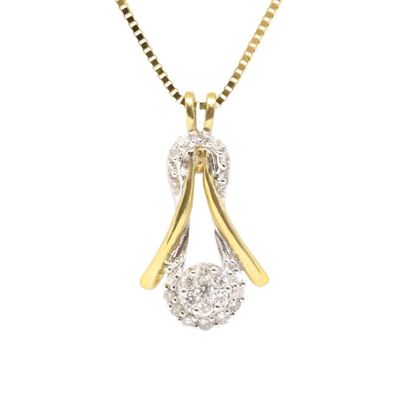 14KT TwoTone Diamond Love Knot Necklace