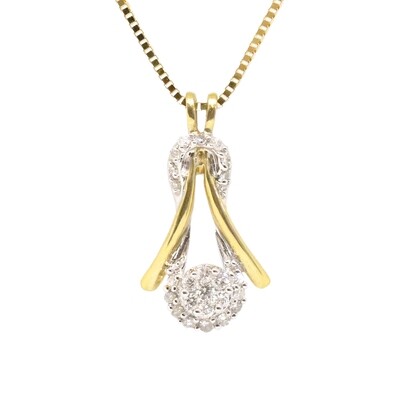 14KT TwoTone Diamond Love Knot Necklace