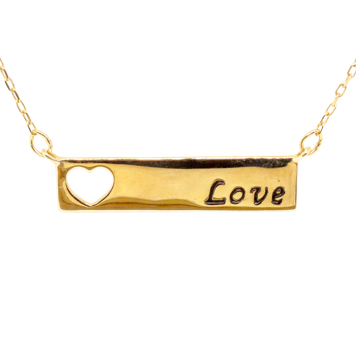 10KT Yellow Gold Horizontal Bar "Love" Necklace