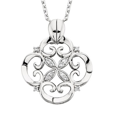 Silver Cubic Zirconia Two-in-One Filigree Necklace