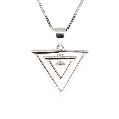 14KT White Gold Two Diamond Accent Triangle Necklace