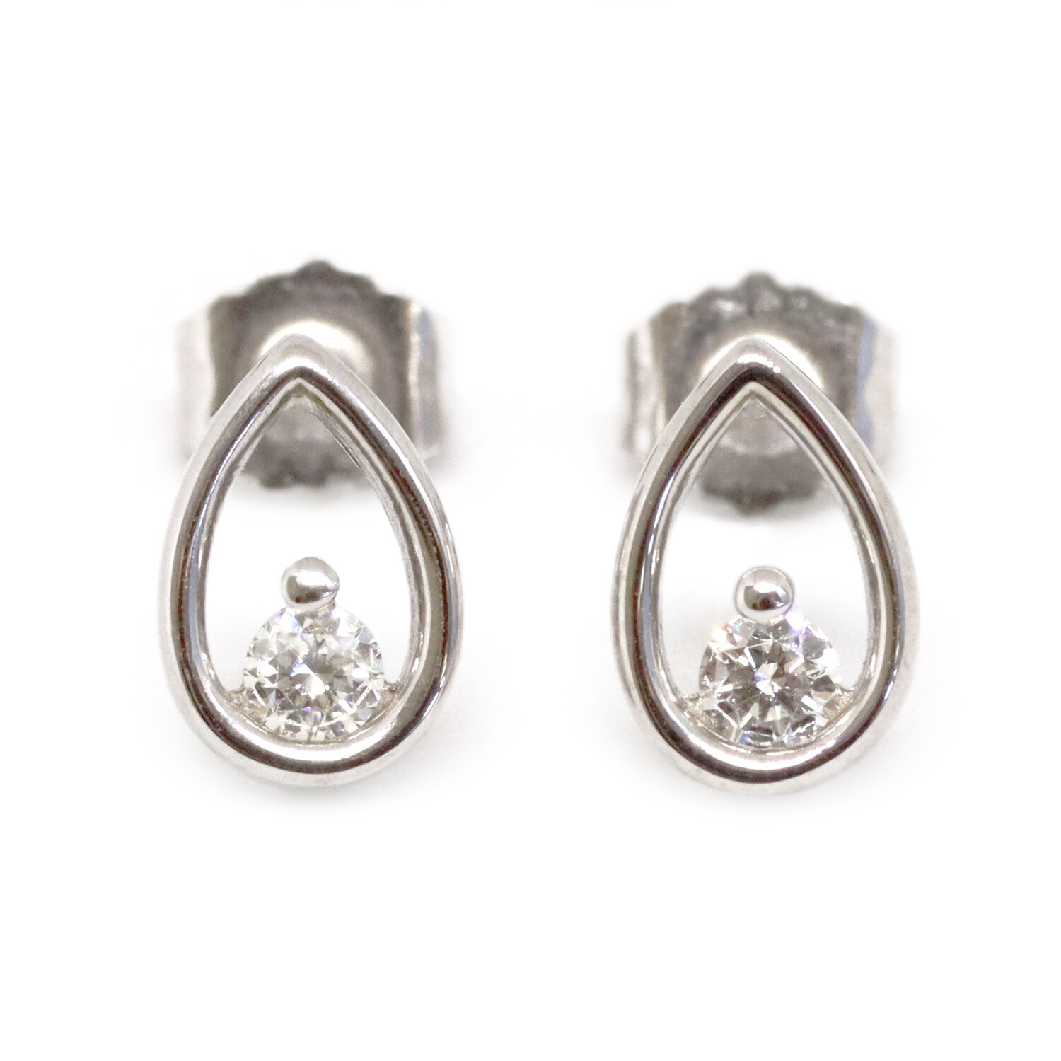 14KT White Gold Diamond Teardrop Earrings