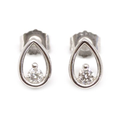 14KT White Gold Diamond Teardrop Earrings