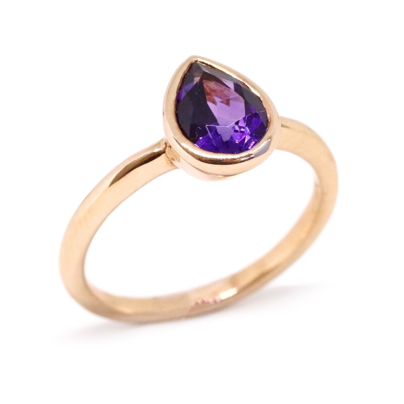 14KT Rose Gold Pear Amethyst Ring