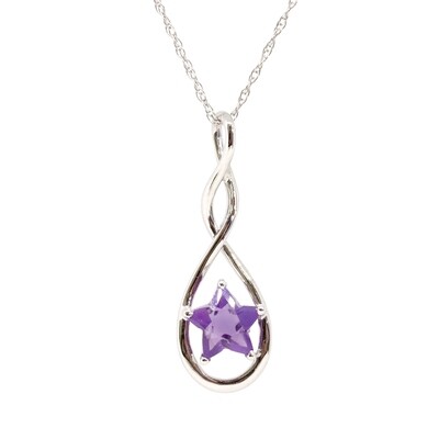 14KT White Gold Amethyst Star Necklace