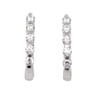 14KT White Gold Diamond "J" Hoop Earrings