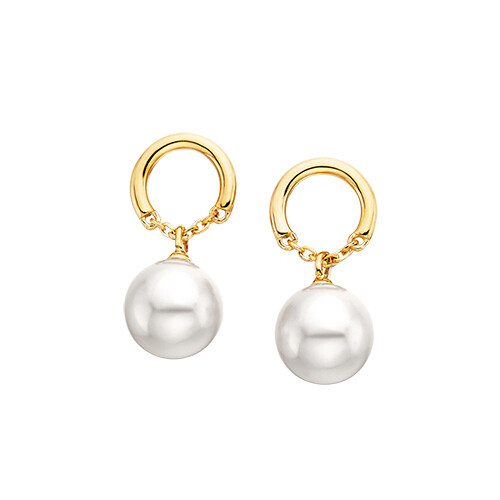 Yellow Gold-Plated Swarovski Pearl Earrings