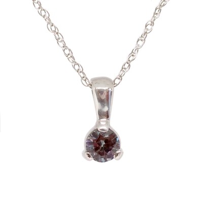 14KT White Gold Created Round Alexandrite Necklace