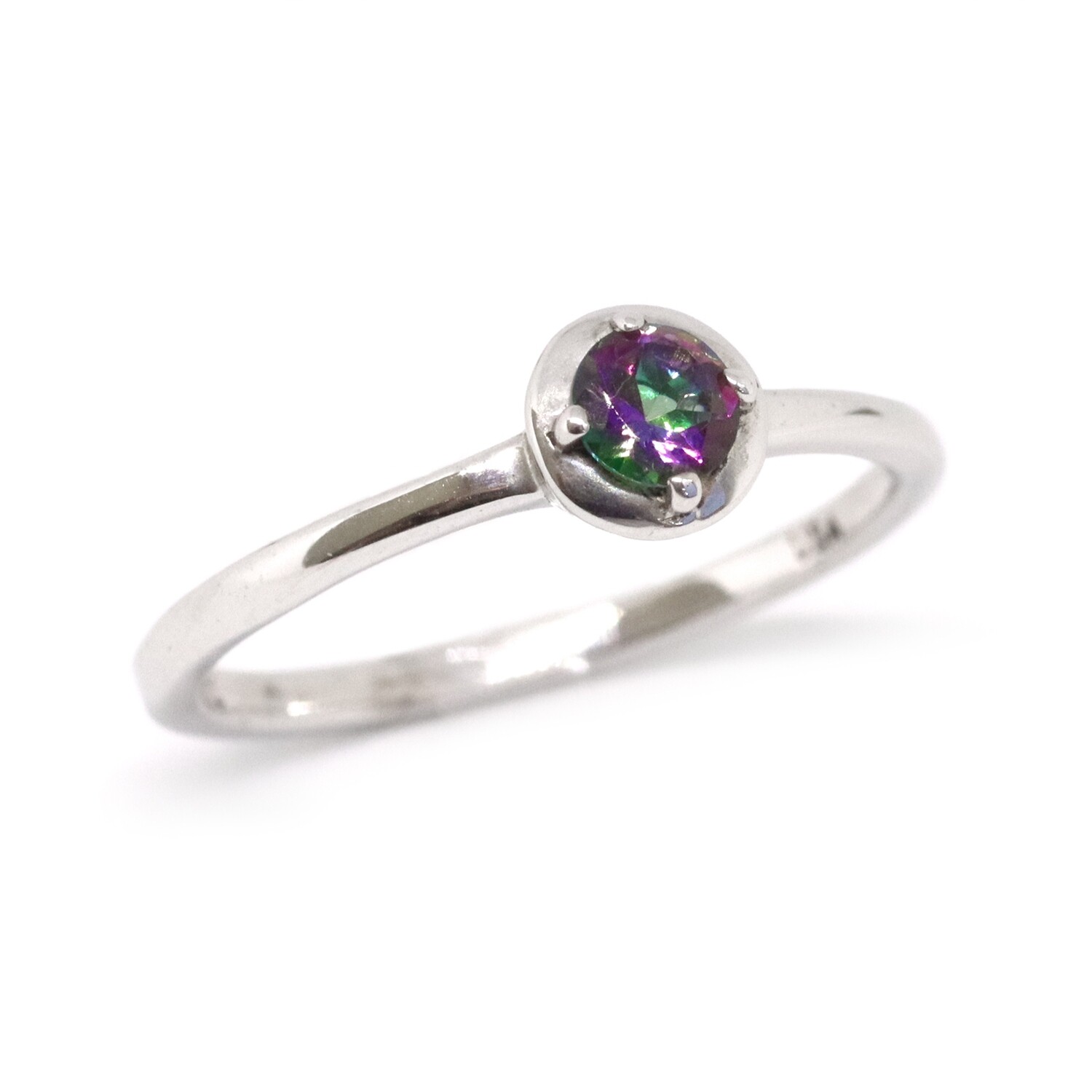 Silver Round Mystic Topaz Ring