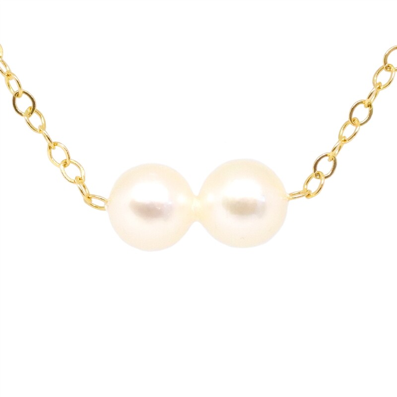 14KT Yellow Gold Dual Pearl Necklace