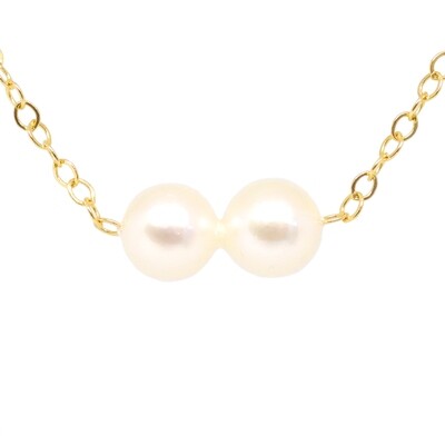 14KT Yellow Gold Dual Pearl Necklace