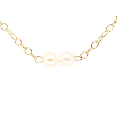 Gold-Plated Silver Double Add A Pearl Necklace