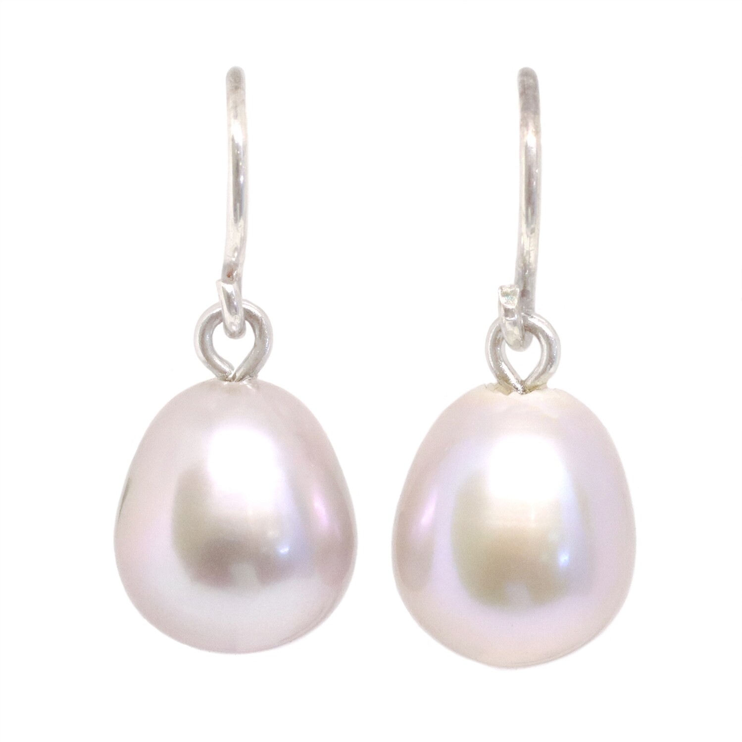 Silver Colored Freshwater Pearl Dangle Earrings