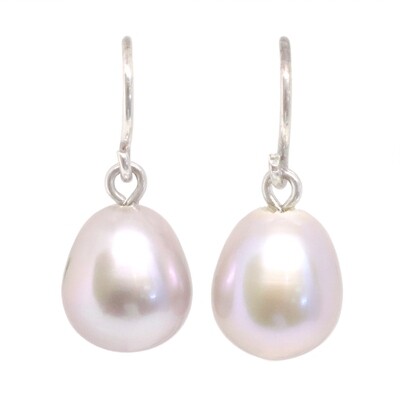 Silver Colored Freshwater Pearl Dangle Earrings