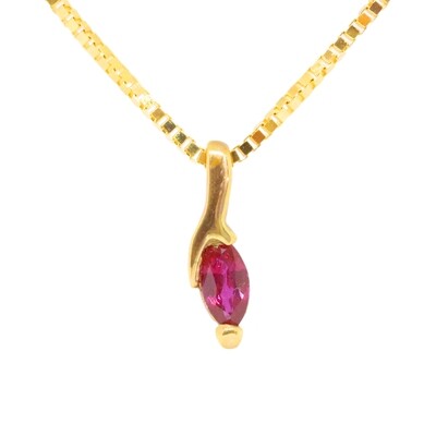 14KT Yellow Gold Marquis Ruby Necklace