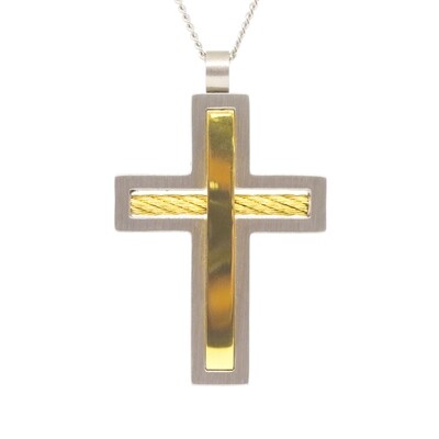 Stainless Steel Gold-Plated Cross