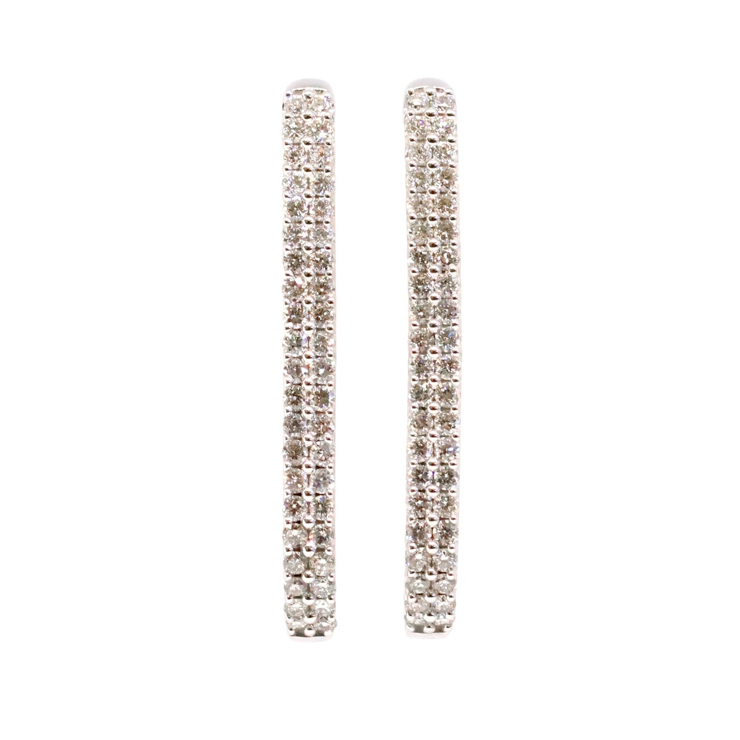 14KT White Gold Diamond Oval In-and-Out Hoop Earrings