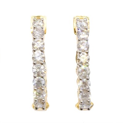 14KT Yellow Gold Round Diamond In-and-Out Hoop Earrings