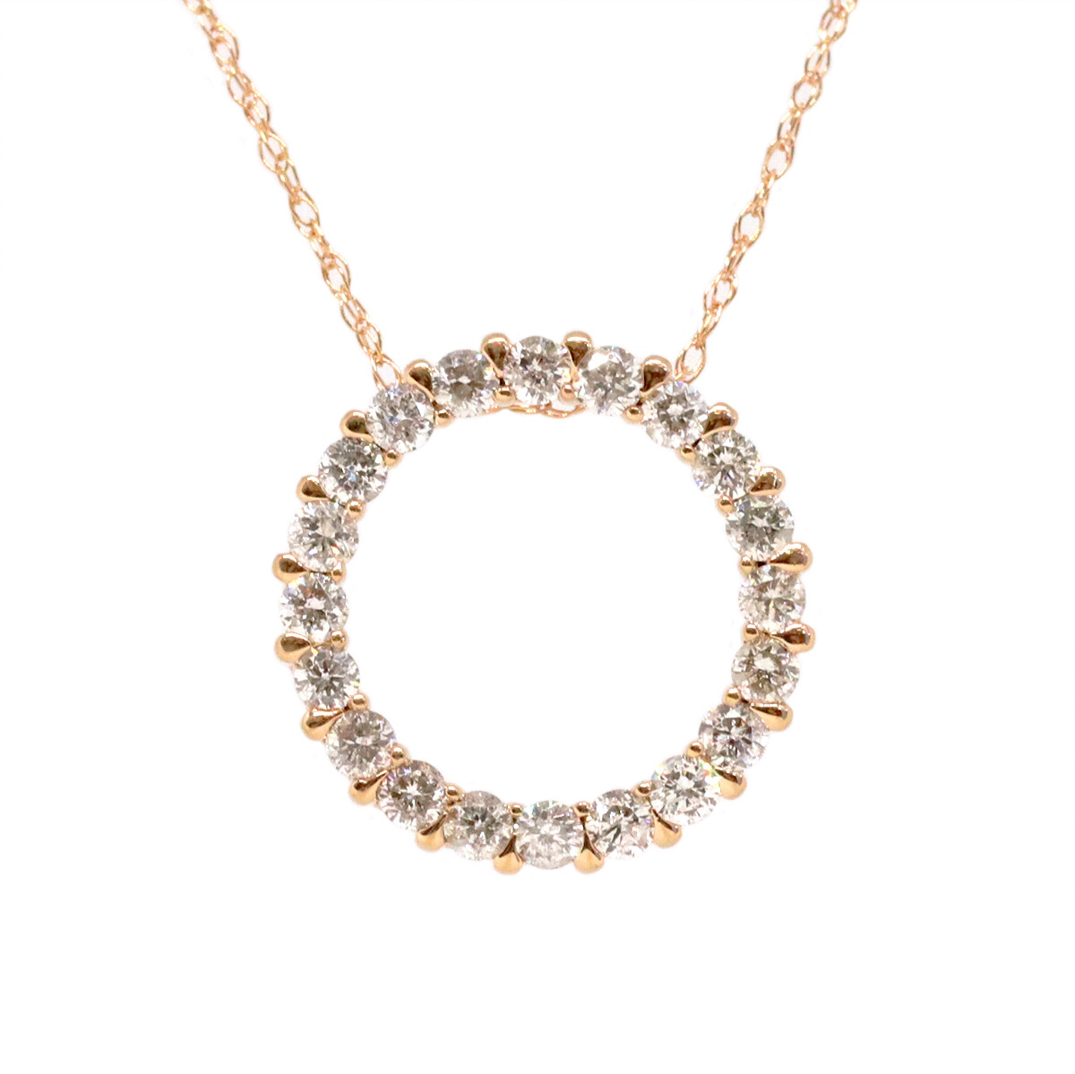14KT Rose Gold Diamond Circle Necklace