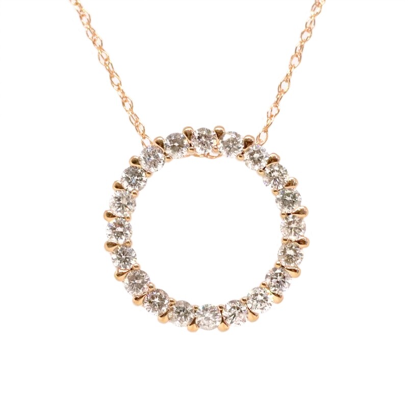 14KT Rose Gold Diamond Circle Necklace