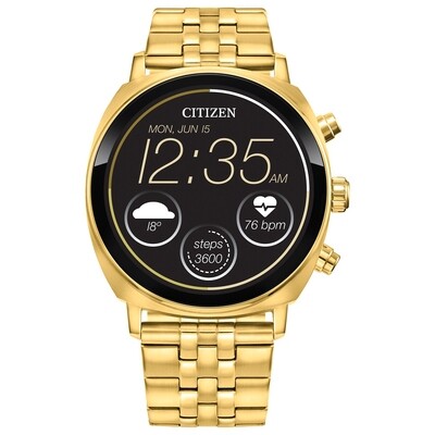 Citizen Yellow Gold Tone Black Touchscreen CZ Smartwatch