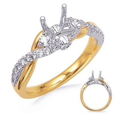 14KT TwoTone Gold Diamond Twist Semi-Mount Engagement Ring