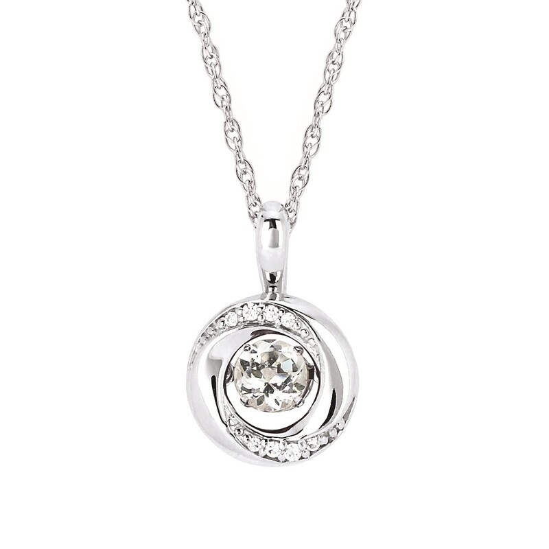 Silver Round White Sapphire Shimmer Necklace