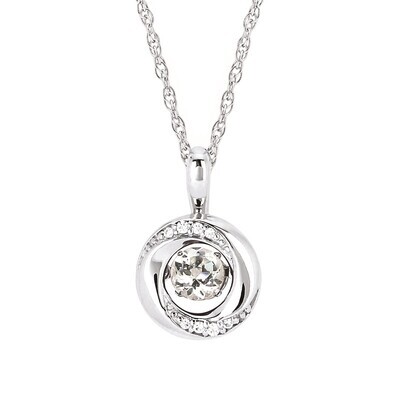 Silver Round White Sapphire Shimmer Necklace