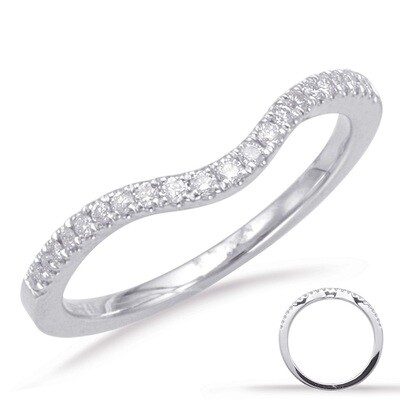 14KT White Gold Diamond Curved Band