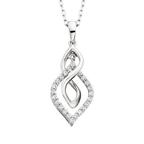 10KT White Gold Diamond Swirl Necklace