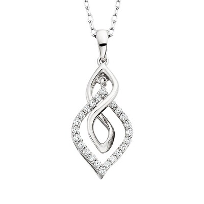 10KT White Gold Diamond Swirl Necklace