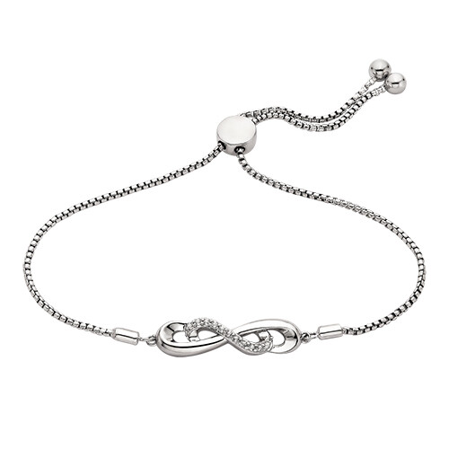 Silver White Topaz Infinity Bolo Bracelet