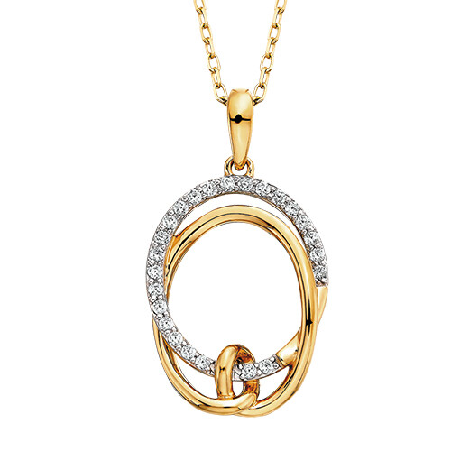 10KT Yellow Gold Dual Oval Diamond Necklace