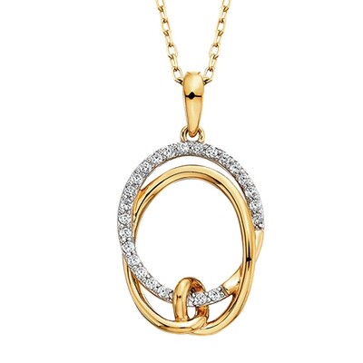 10KT Yellow Gold Dual Oval Diamond Necklace
