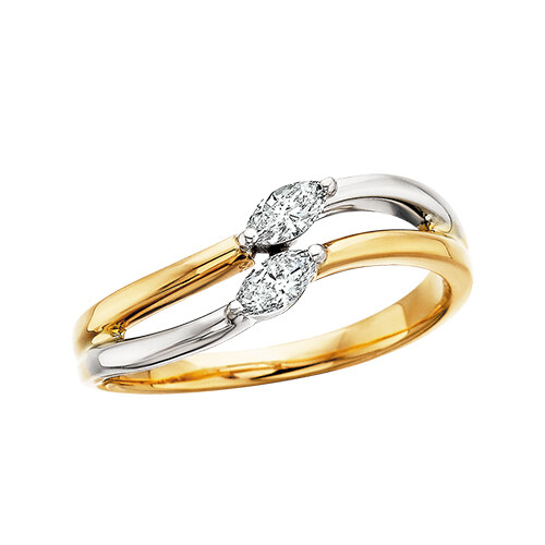 14KT TwoTone Gold Dual Marquis Diamond Ring