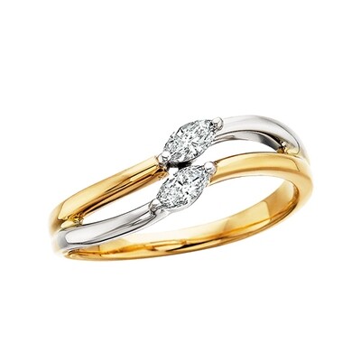 14KT TwoTone Gold Dual Marquis Diamond Ring
