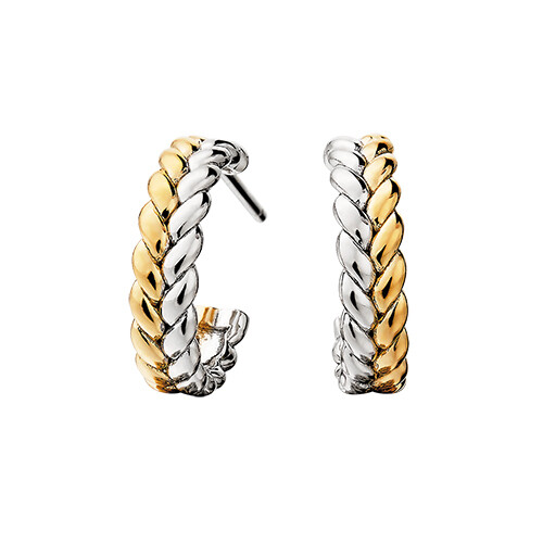 Silver TwoTone Braided Hoop Earrings