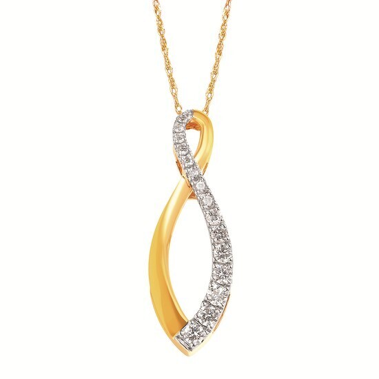 14KT Yellow Gold Diamond Swirl Necklace