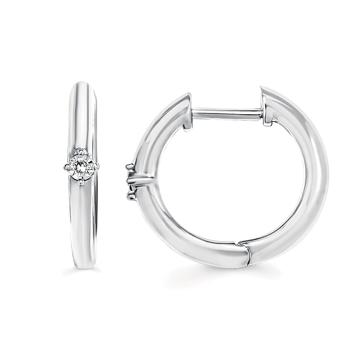 Silver Diamond Accent Hoop Earrings