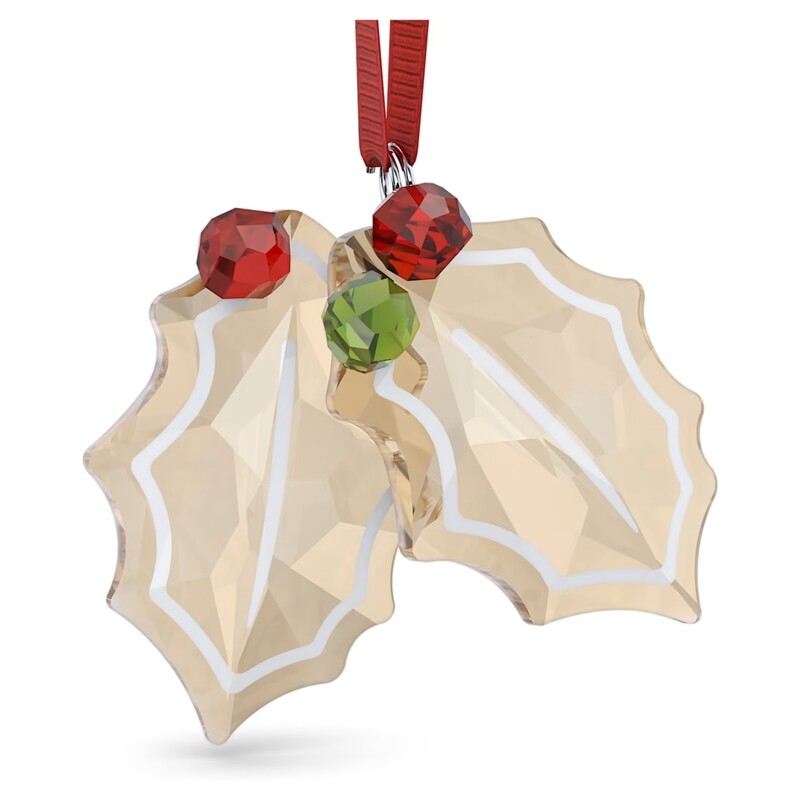 Swarovski Holiday Cheers Gingerbread Holly Leaves Ornament
