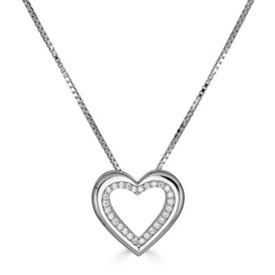Silver White Sapphire Heart Necklace