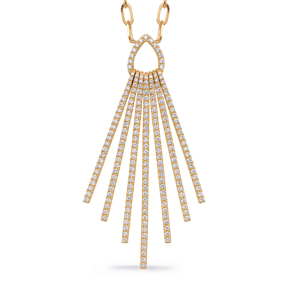 14KT Yellow Gold Seven Diamond Bar Necklace