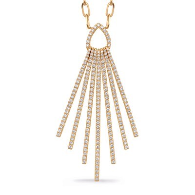 14KT Yellow Gold Seven Diamond Bar Necklace