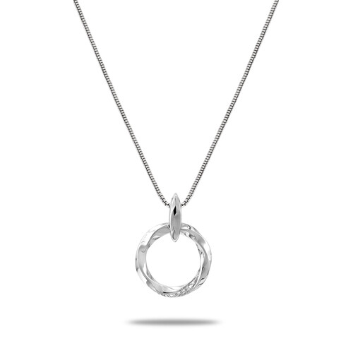 Silver Diamond Accent Twisted Circle Necklace