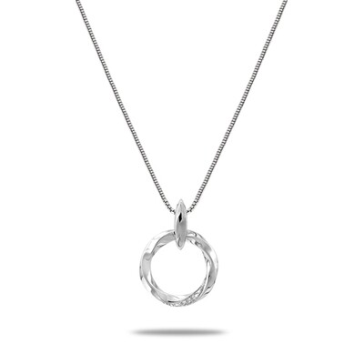 Silver Diamond Accent Twisted Circle Necklace