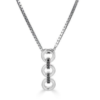 Silver Blue Diamond Triple Circle Necklace