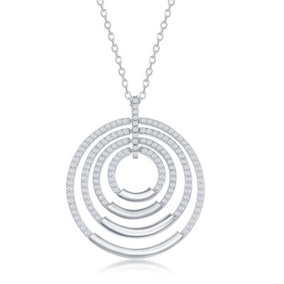 Silver Cubic Zirconia Four Circle Necklace