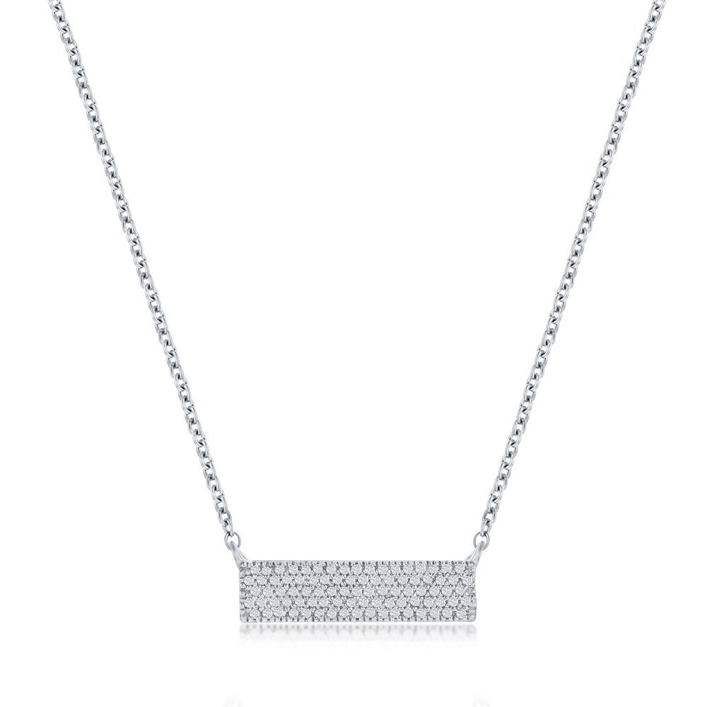 Silver Diamond Horizontal Bar Necklace